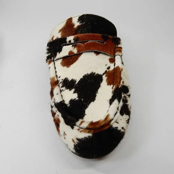 Steve Madden Rafe Penny Loafer MULES Slip On Size 6.5 Brown Cow Calf Hair EUC - Picture 11 of 16